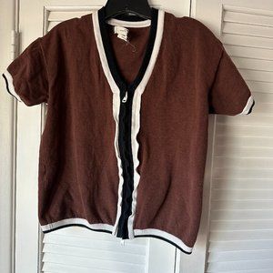 Marni Brown Cotton Knit Contrast Sweater